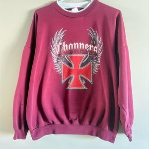 80s choppers Sweater with Winged Cross Design